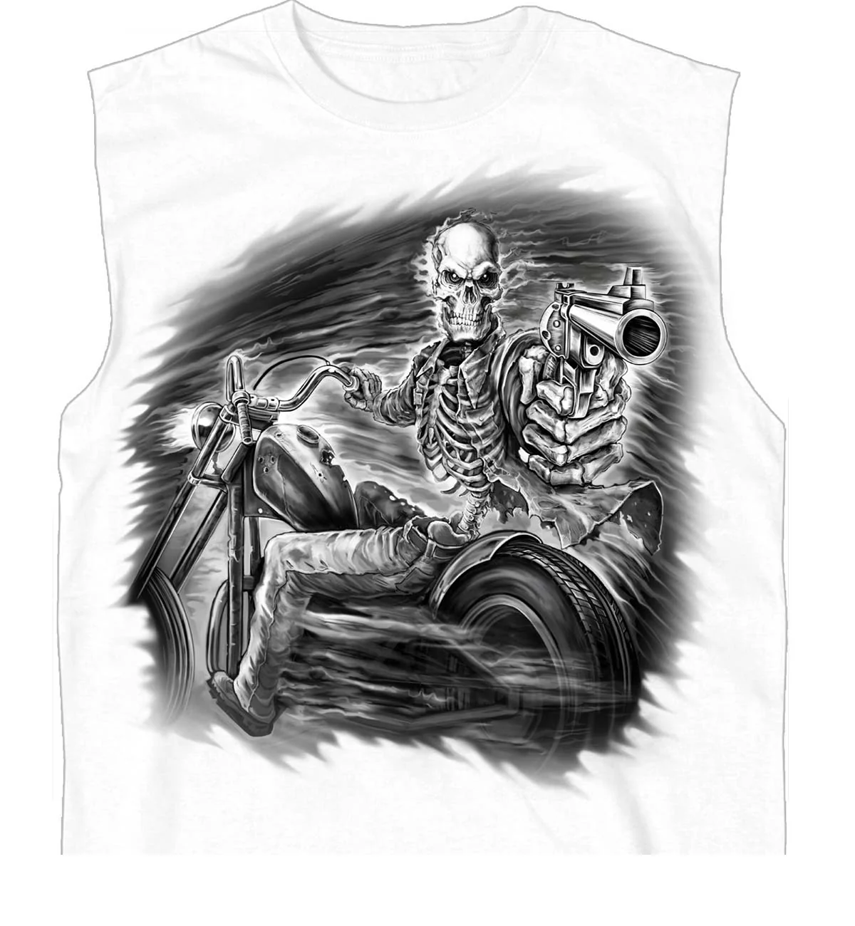 Trendy Hot Leathers GMT3459 Mens Assassin Rider White Sleeveless Shooter Tank Top Shirt Solid