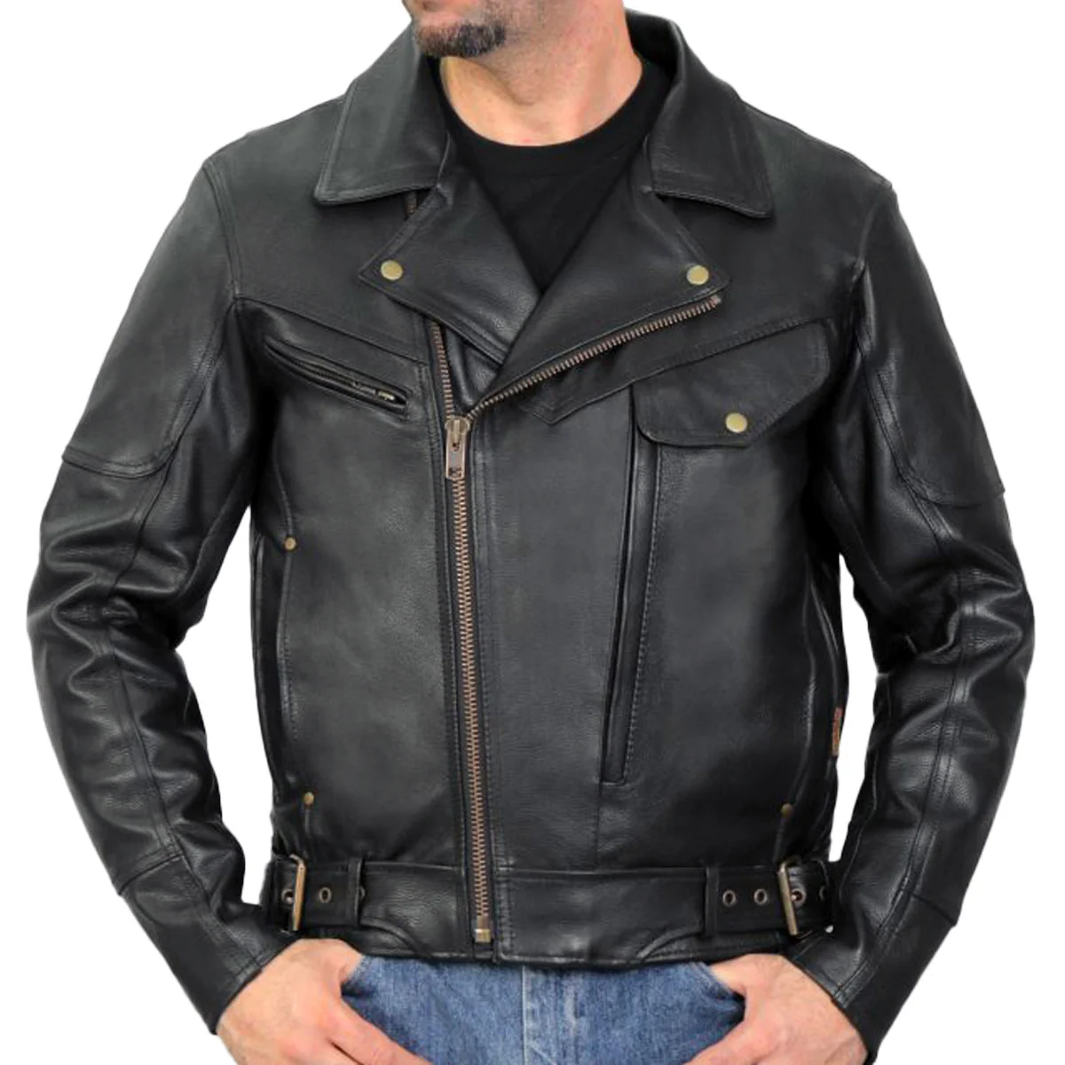 Luxury Hot Leathers Men’s Ironbound Leather Motorcycle Jacket – JKM1022 IRON BOUND Reusable