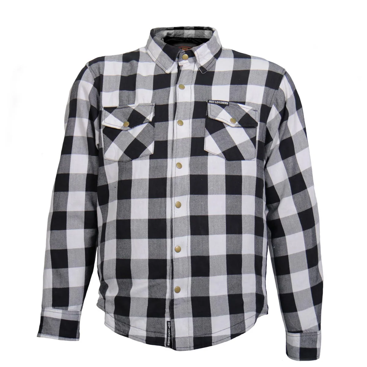 Trendy Hot Leathers JKM3005 Men’s White Black CE Armored Flannel Motorcycle Shirt Jacket – Aramid Fiber Reinforced Long-Lasting