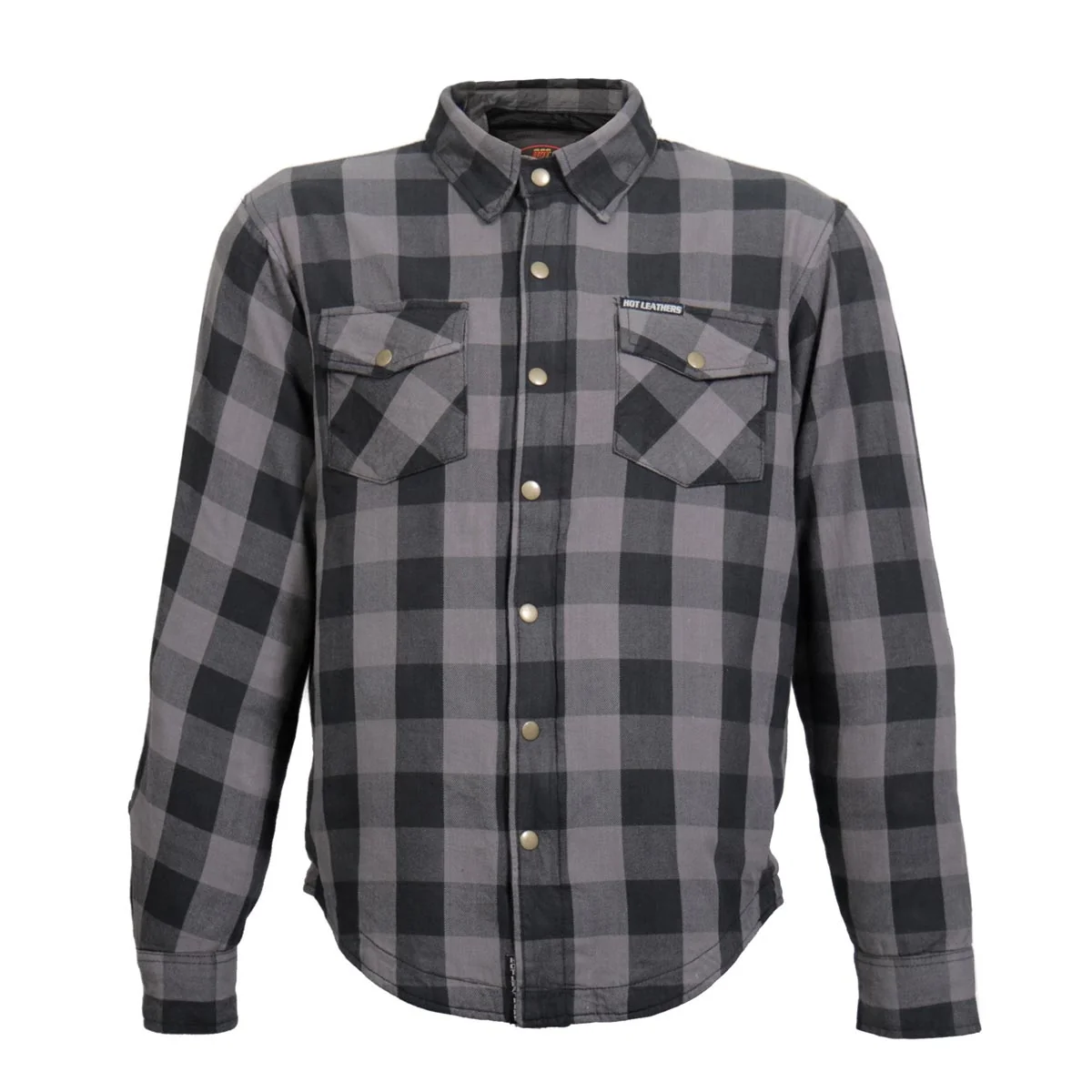 Smart Hot Leathers JKM3004 Men’s Grey Black CE Armored Flannel Motorcycle Shirt Jacket – Aramid Fiber Reinforced Flexible