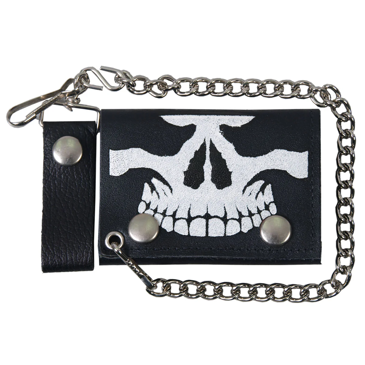 Eco-Friendly Hot Leathers WLB1010 Skull Black Leather Wallet with Chain Practical