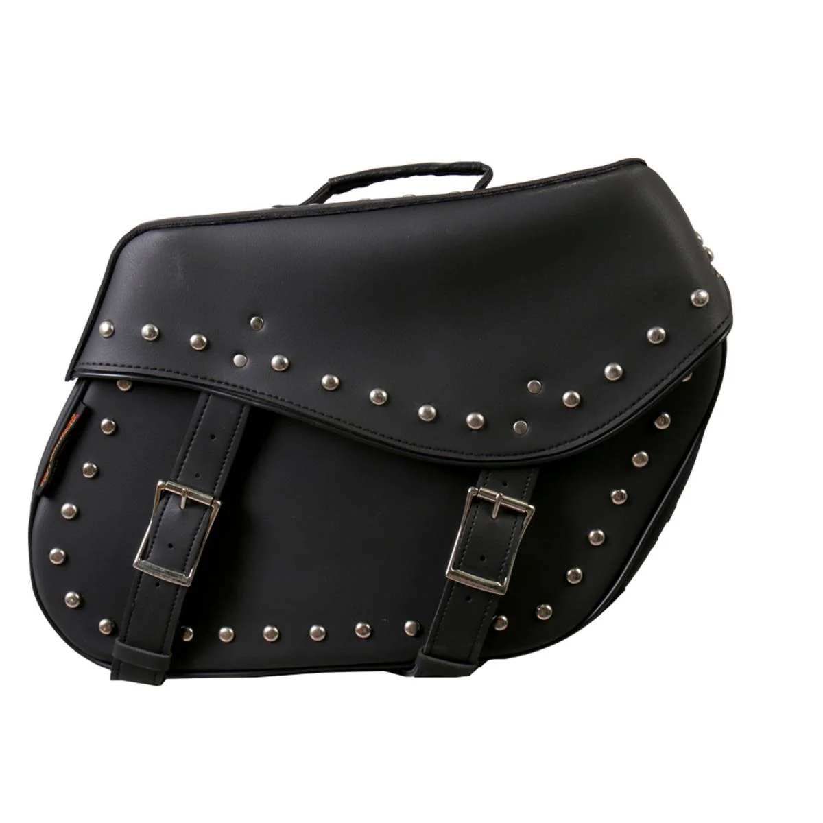 Fine Hot Leathers SDB1005 Large Wide 2-Buckle PVC Studded Saddlebags 15X12X7 Proven