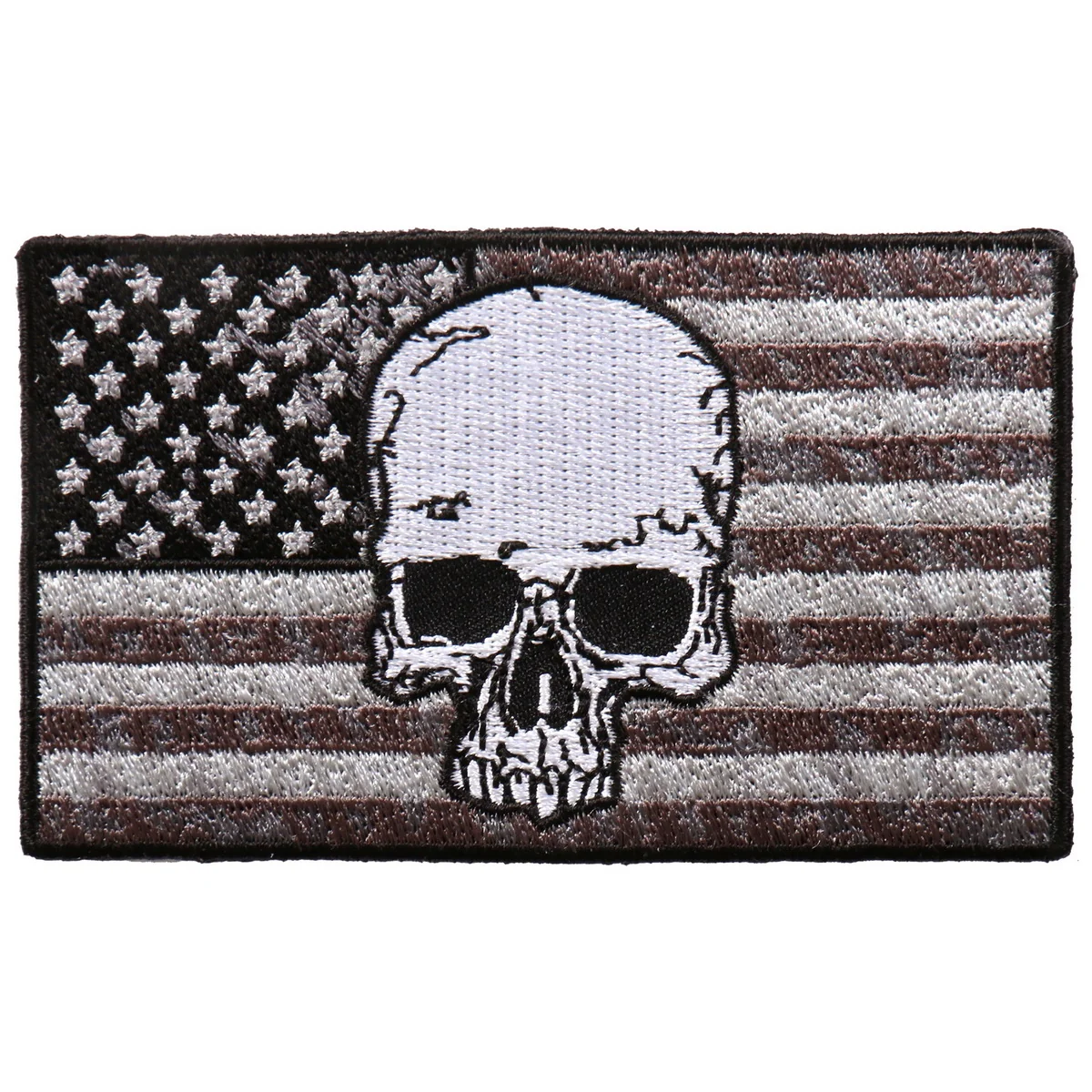 Superior Hot Leathers PPA9903 Gray Flag Skull 4 x2 Patch Durable