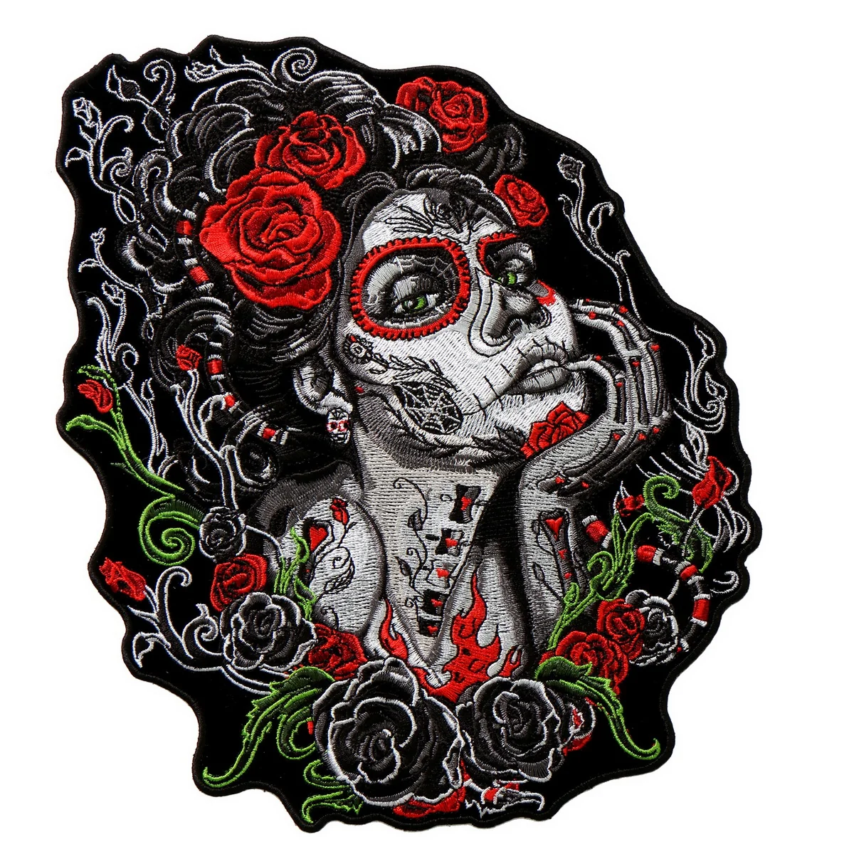 Effective Hot Leathers PPA8685 Sugar Skull Woman 4 x 6 Patch Green