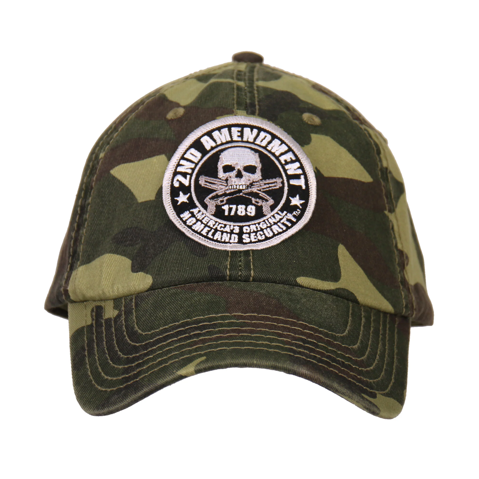 Practical Hot Leathers GSH3001 2nd Amendment Washed Camo Ball Cap Breathable