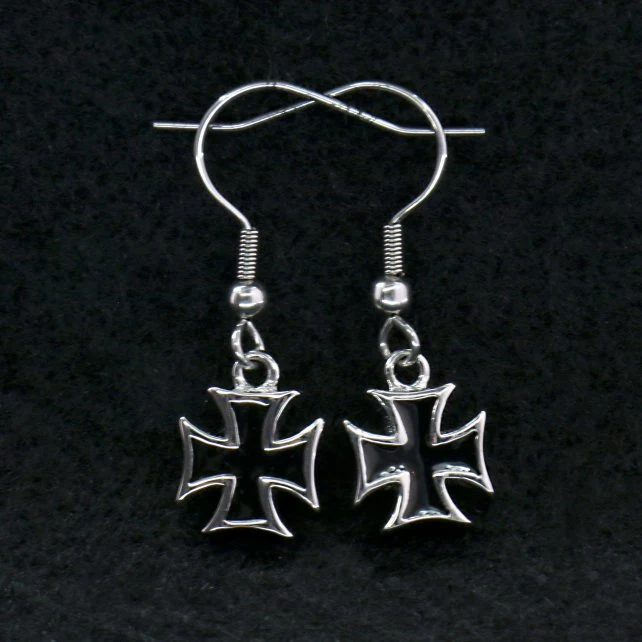 Unique Hot Leathers JWE1107 Stainless Steel Iron Cross Earrings Minimalist