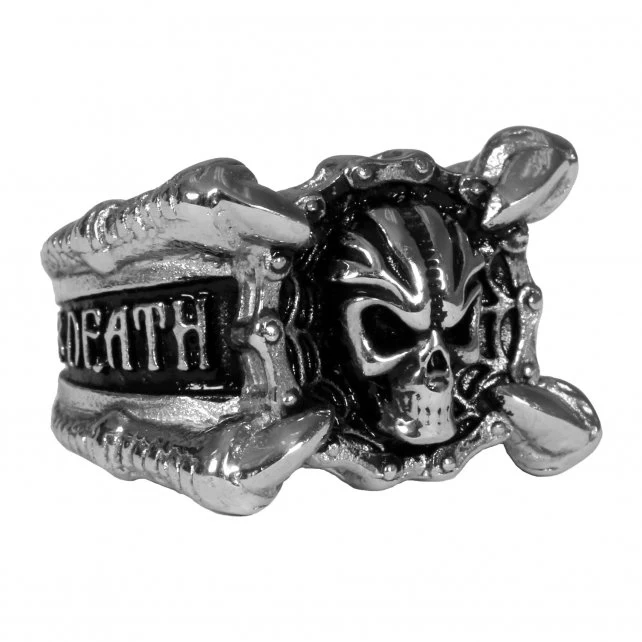 Unique Hot Leathers JWR2125 Men’s dom or Death Skull Stainless Steel Ring Exceptional