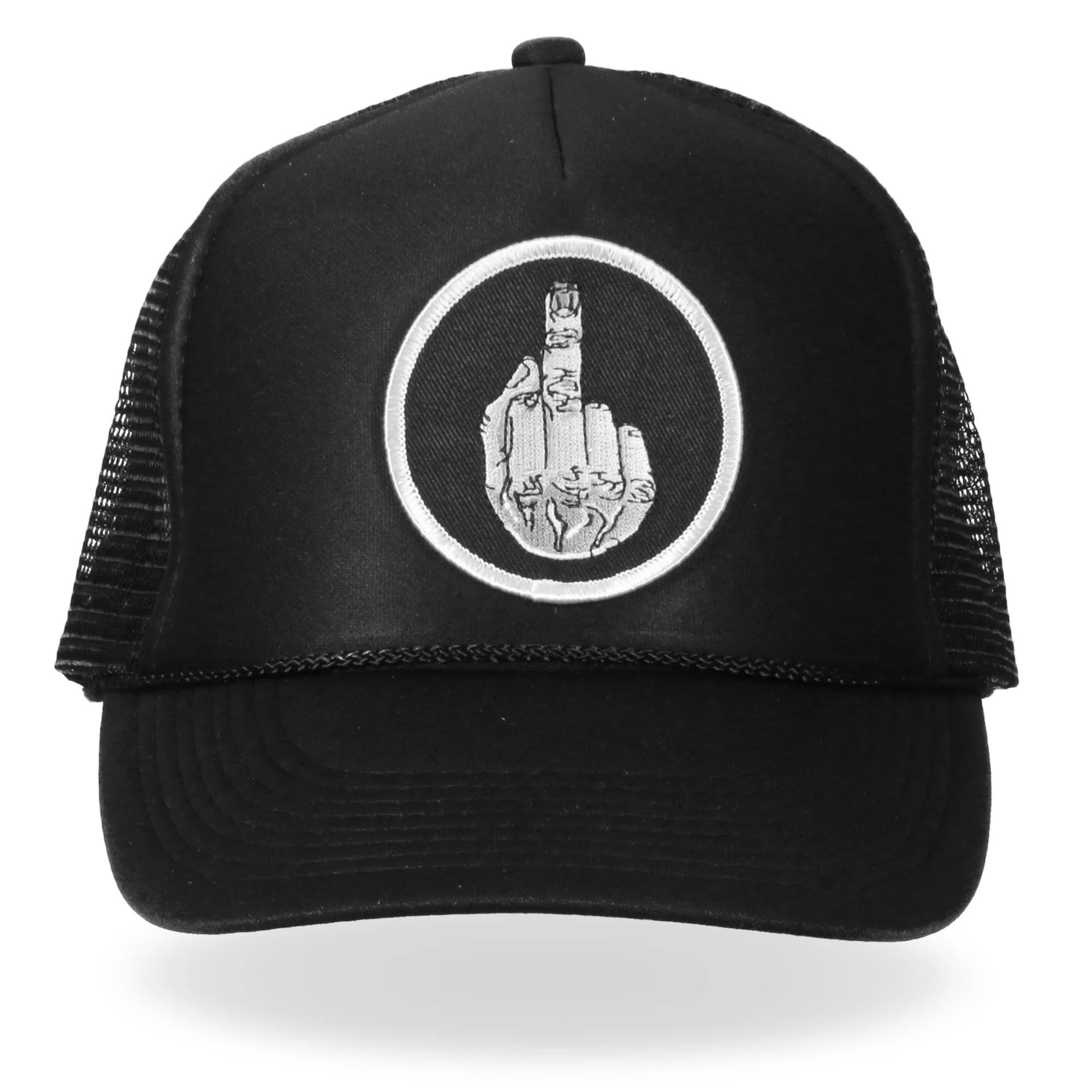 Quality Hot Leathers GSH1004 Middle Finger Black Trucker Hat Original