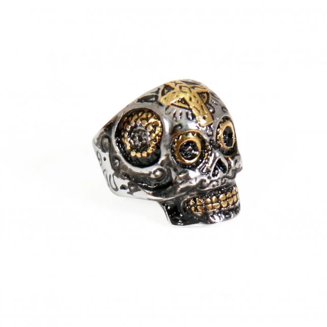 Durable Hot Leathers JWR1104 Sugar Skull Stainless Steel Ring Premium
