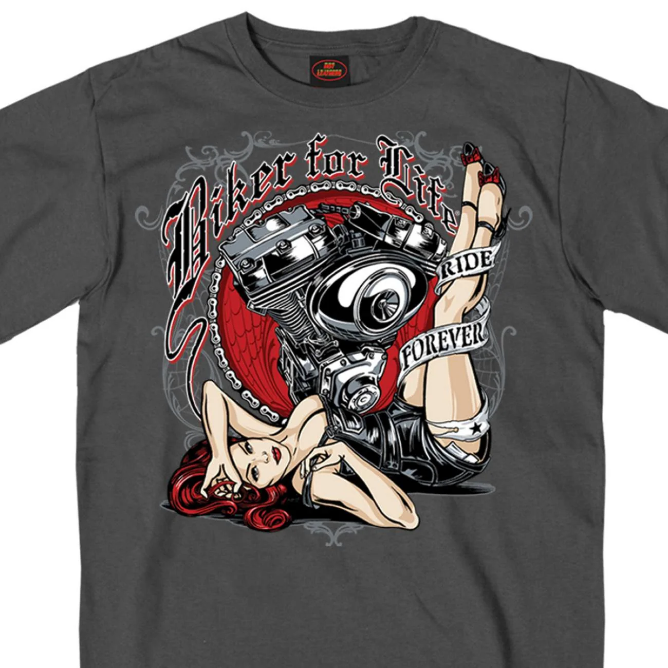 User-Friendly Hot Leathers GMS1294 Men s Motor Pin Up Black Short Sleeve T-Shirt Smart