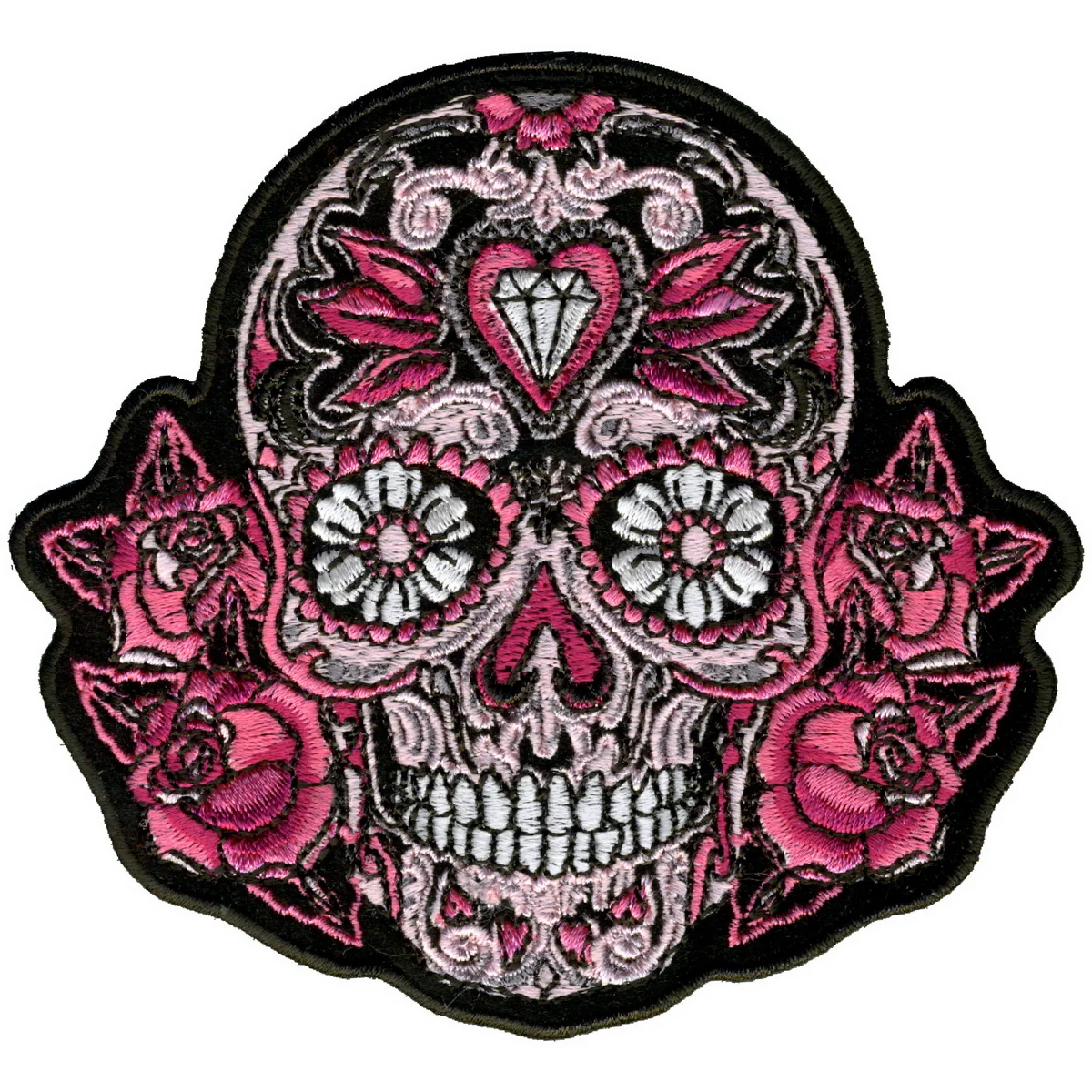 High-Grade Hot Leathers PPA6961 Pink Sugar Skull and Roses Ladies 4 x 4 Patch Genuine