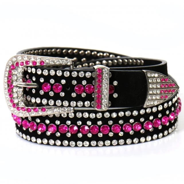 Luxury Hot Leathers BLA1081 Ladies Pink Rhinestone Leather Belt Excellent