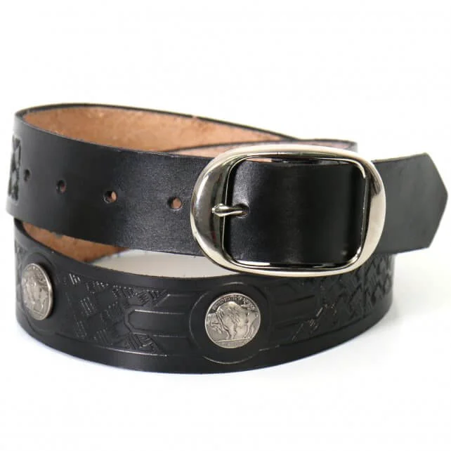 Lightweight Hot Leathers BLE1008 Buffalo Nickel Black Leather Belt Elite