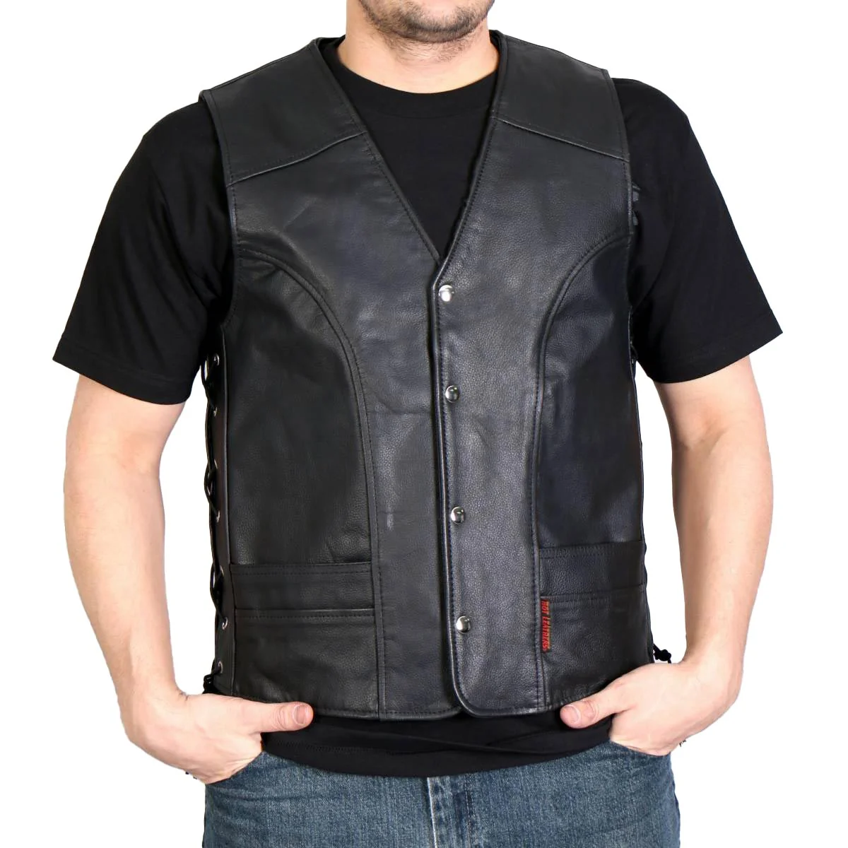 Original Hot Leathers M1030 Men’s Black ‘Conceal and Carry’ Leather Vest Proven