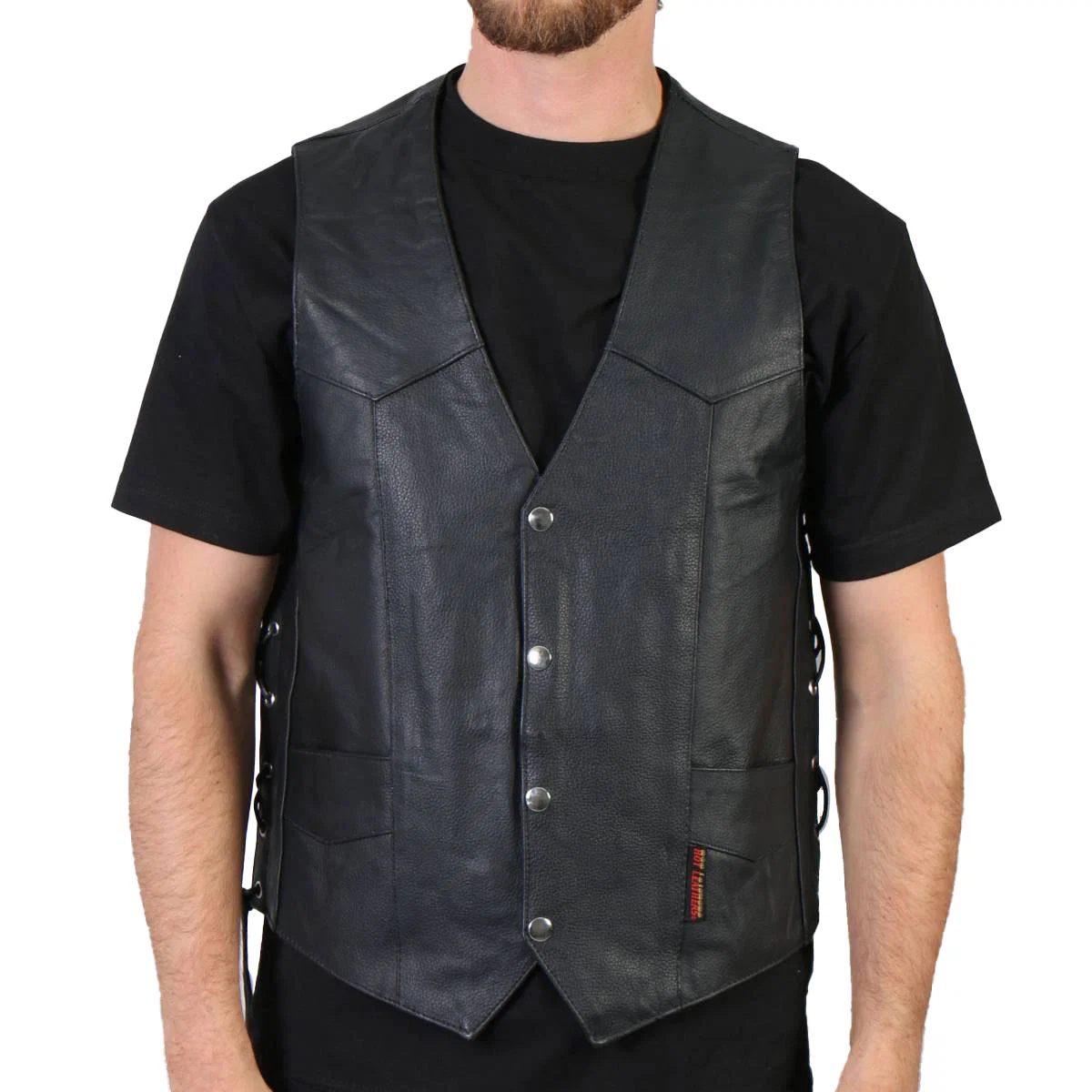 User-Friendly Hot Leathers M1022 Men’s Black ‘Conceal and Carry’ Leather Vest High-End