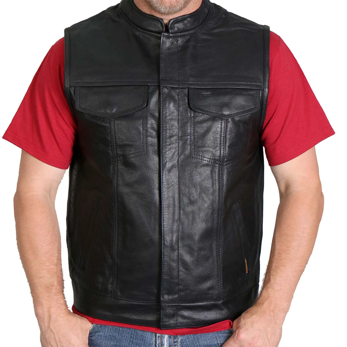 Crafted Hot Leathers M1018 Men’s Black ’10 Pocket’ Cowhide Leather Vest Comfortable