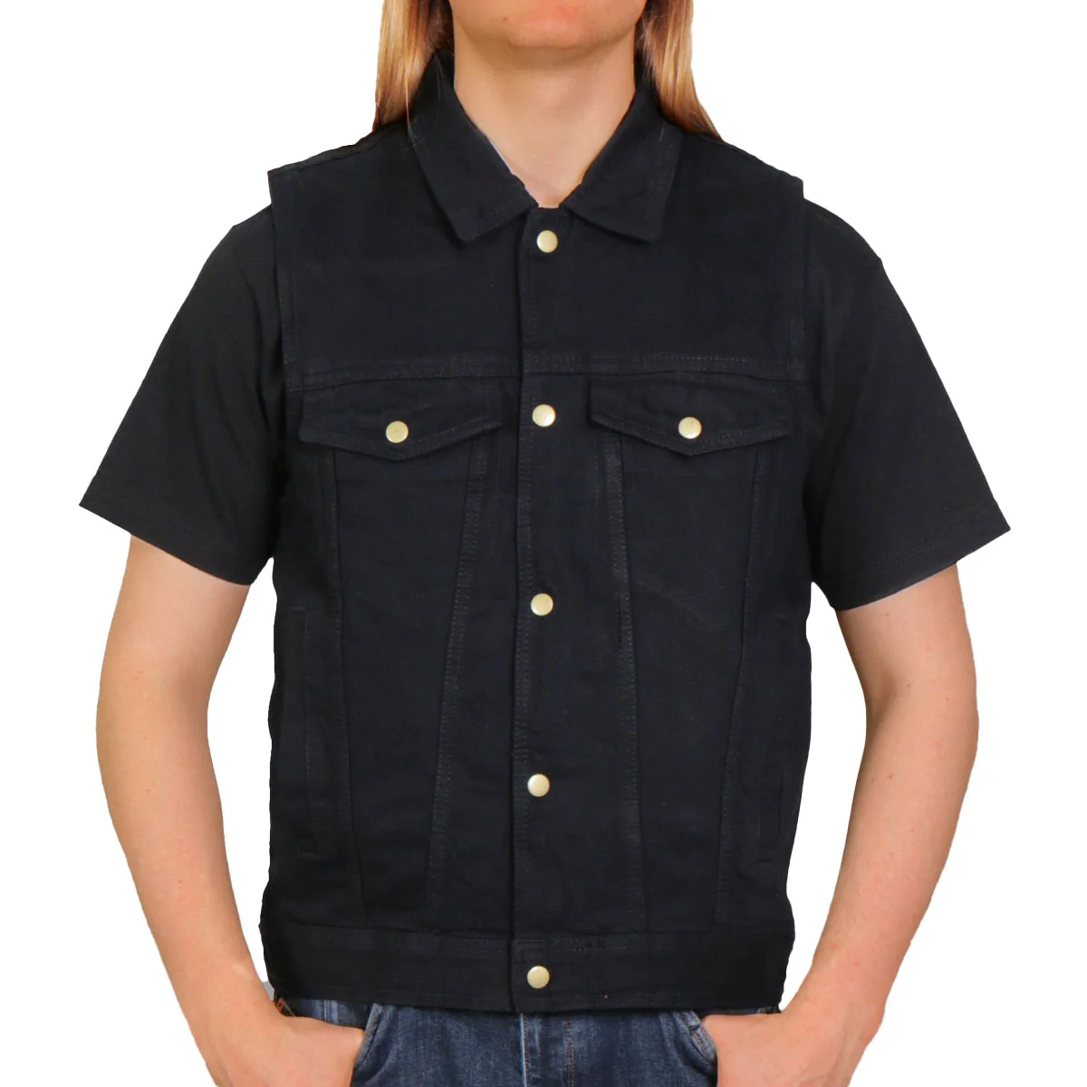 Trendy Hot Leathers M6002 Men’s Black Denim Vest Exclusive