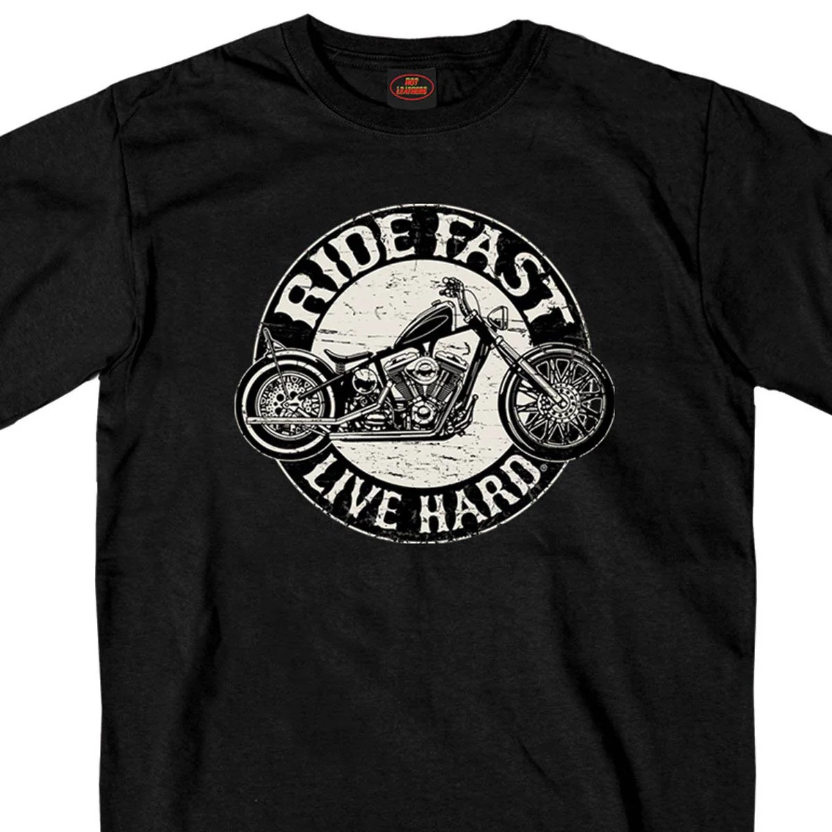 Eco-Friendly Hot Leathers GMS1246 Men’s Black ‘Circle Bike – Ride Fast-Live Hard’ T-Shirt Elite