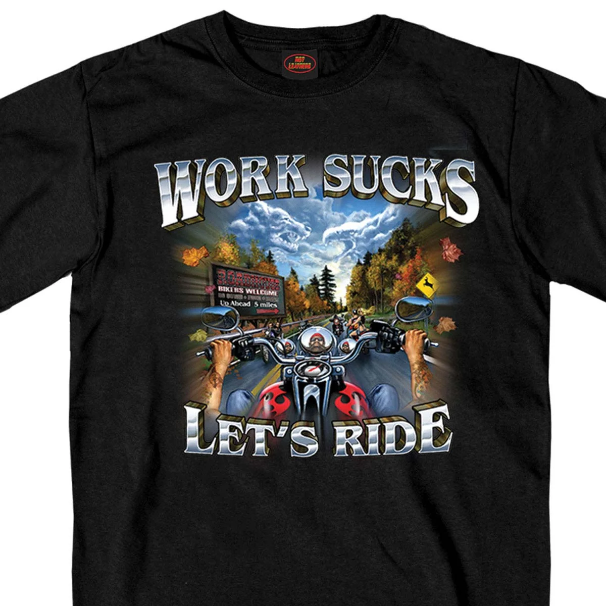 Superior Hot Leathers GMS1062 Men s Work Sucks Lets Ride Black T-Shirt Convenient