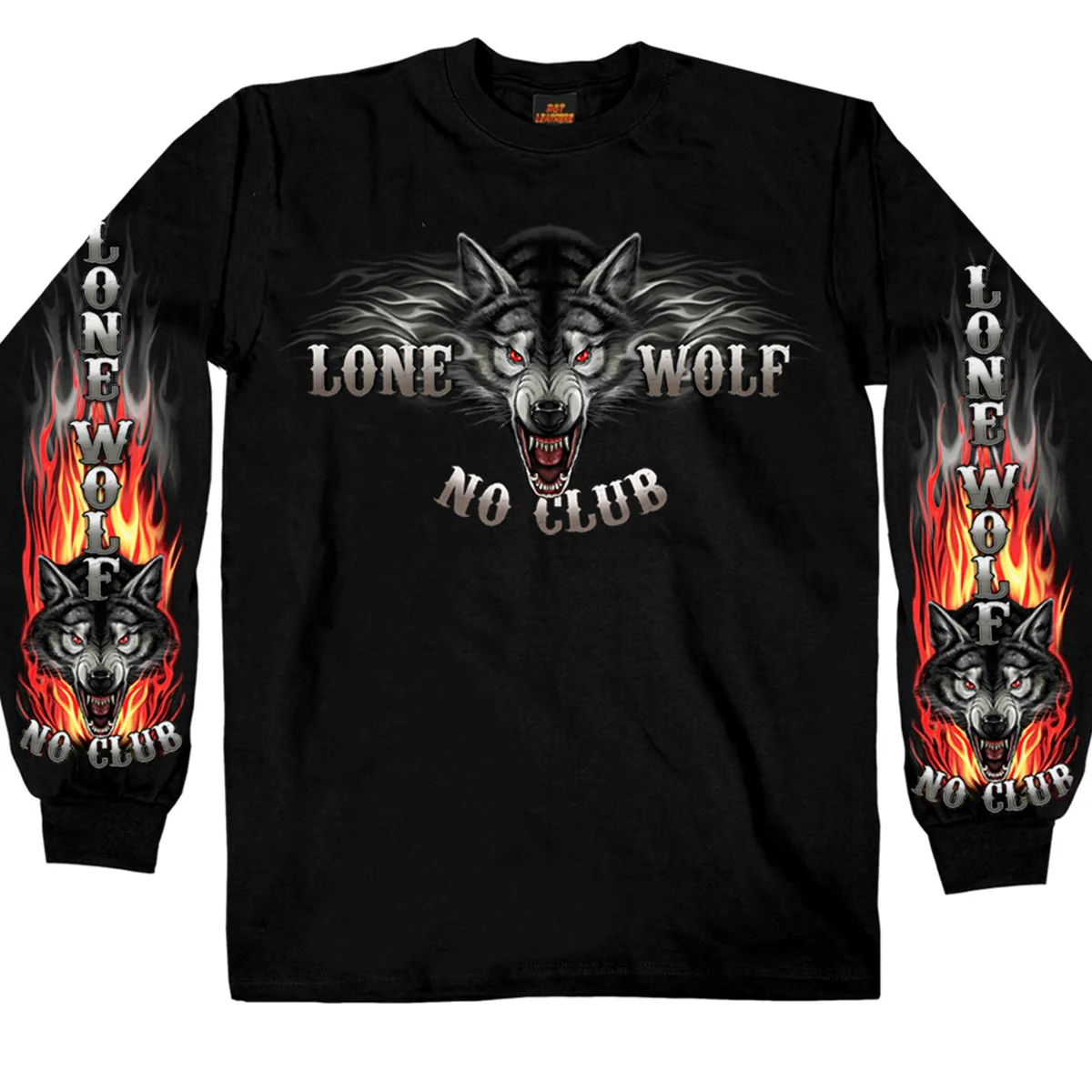 Exceptional Hot Leathers GMD2007 Men’s ‘Lone Wolf No Club’ Biker Long Sleeve Shirt Proven