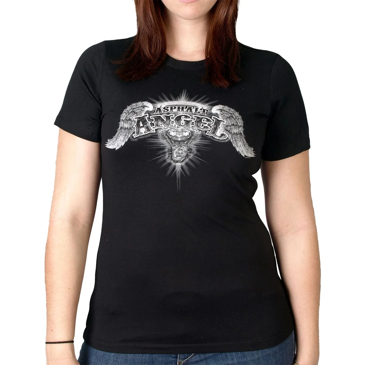 Reusable Hot Leathers GLD1040 Women’s Asphalt Angel Double Sided Print Full Cut Black T-Shirt Healthy