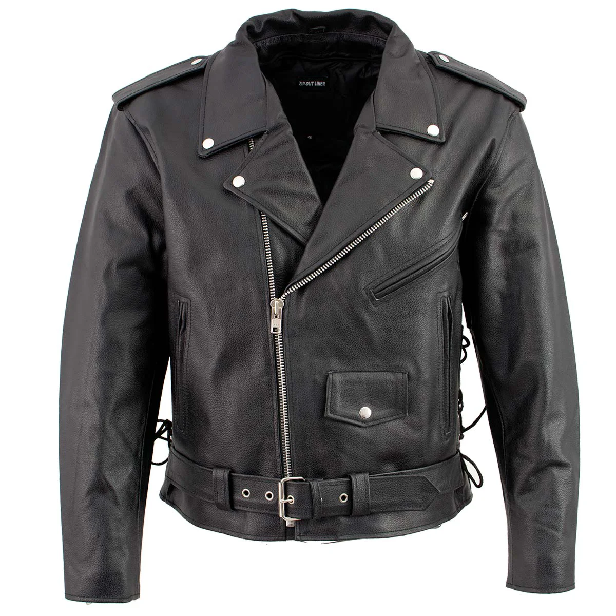 Dependable Men’s XS400T Tall Size Black Classic Side Lace Police Style Motorcycle Jacket Stylish