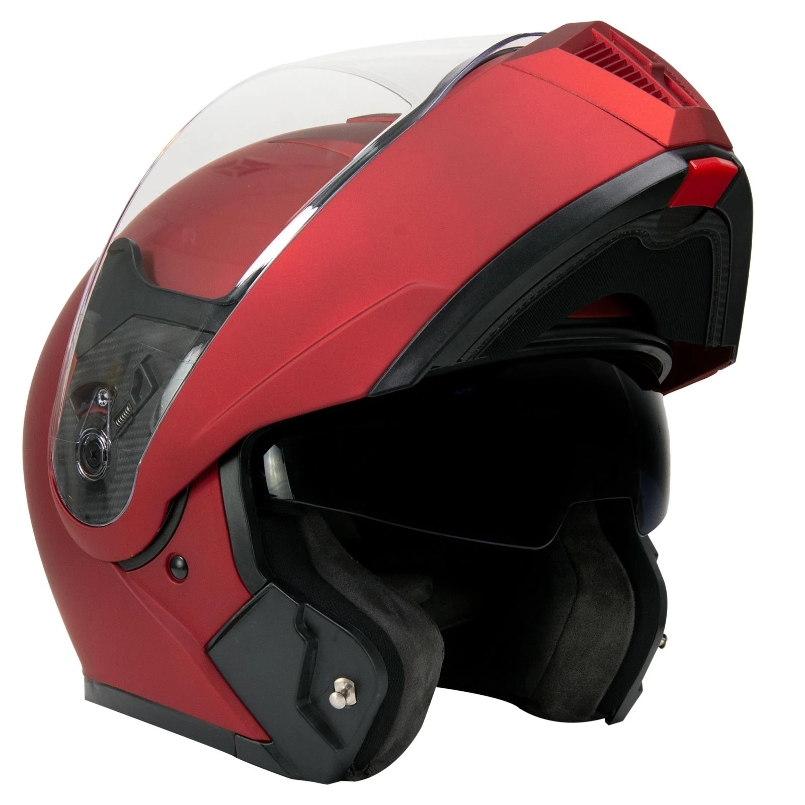 Expertly Made Milwaukee Helmets MPH9827DOT Cypher Flat Red Advanced Motorcycle Modular Helmet w Drop Down Visor Minimalist