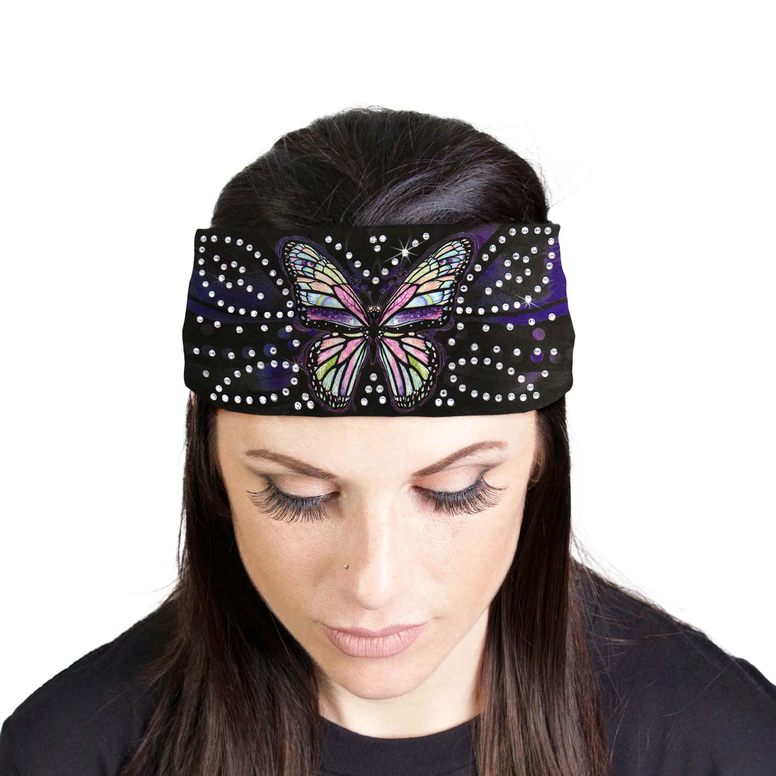 Secure Milwaukee Leather Bling Designed Wide Headbands-Headwraps for Women Biker Bandana with Butterfly – MLA8015 Powerful