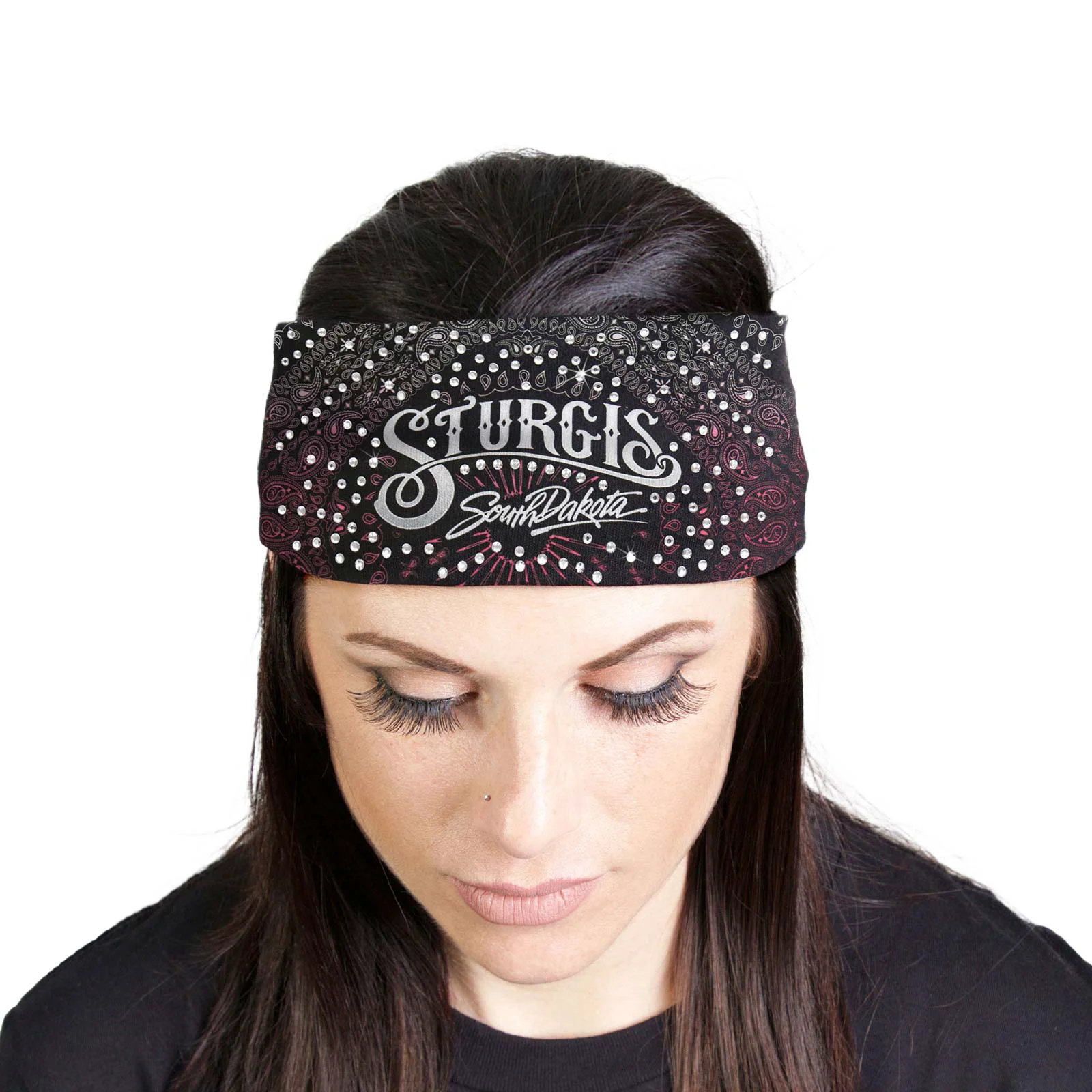 Functional Milwaukee Leather Bling Designed Wide Headbands-Headwraps for Women Biker bandana Classic Sturgis- MLA8009 Optimized