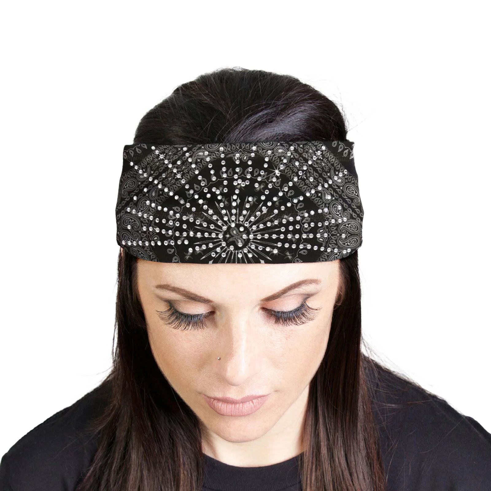 Trusted Milwaukee Leather Bling Designed Wide Headbands-Headwraps for Women Biker bandana Classic Black- MLA8004 Official
