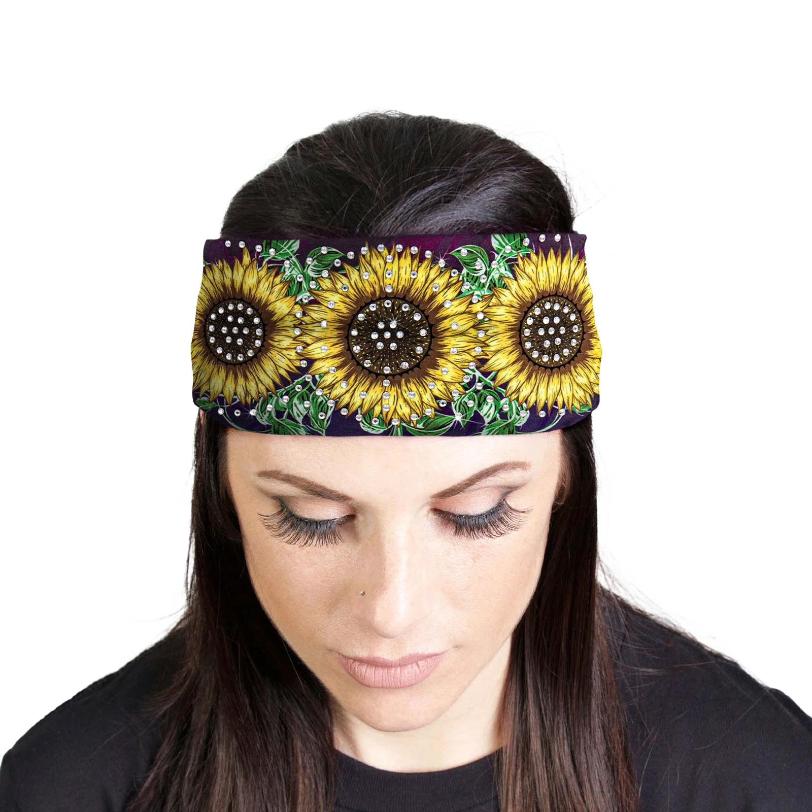 Proven Milwaukee Leather Bling Designed Wide Headbands-Headwraps for Women Biker Bandana with Sun Flower – MLA8044 Safe