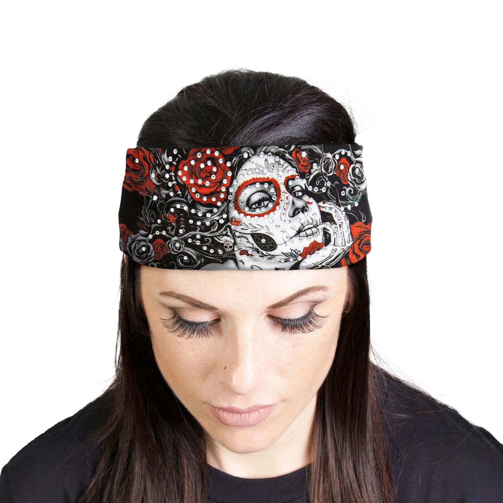 Superior Milwaukee Leather Bling Designed Wide Headbands-Headwraps for Women Biker Bandana with Sugar Woman – MLA8043 Verified