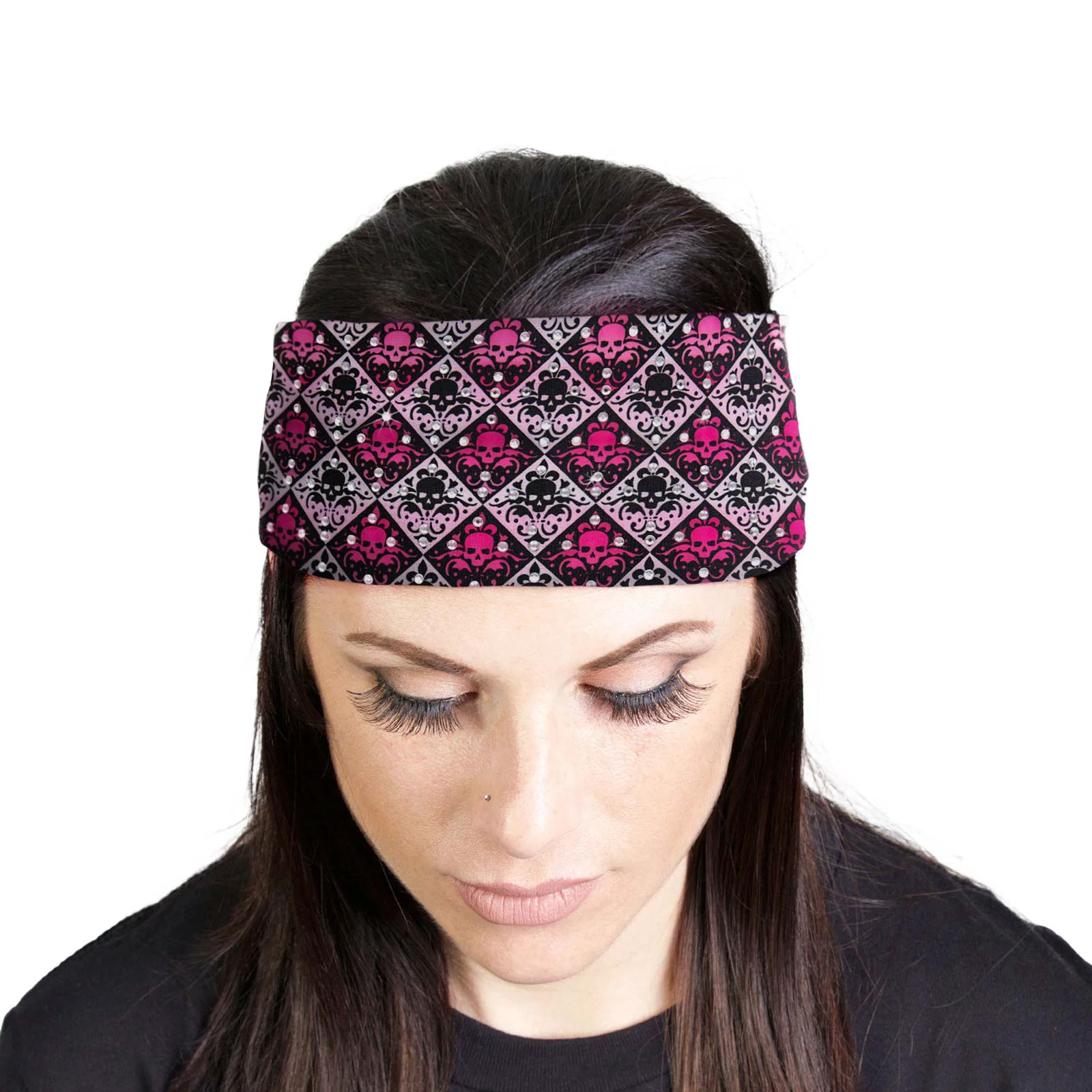 Smart Milwaukee Leather Bling Designed Wide Headbands-Headwraps for Women Biker Bandana with Fleur De Skulls – MLA8022 User-Friendly