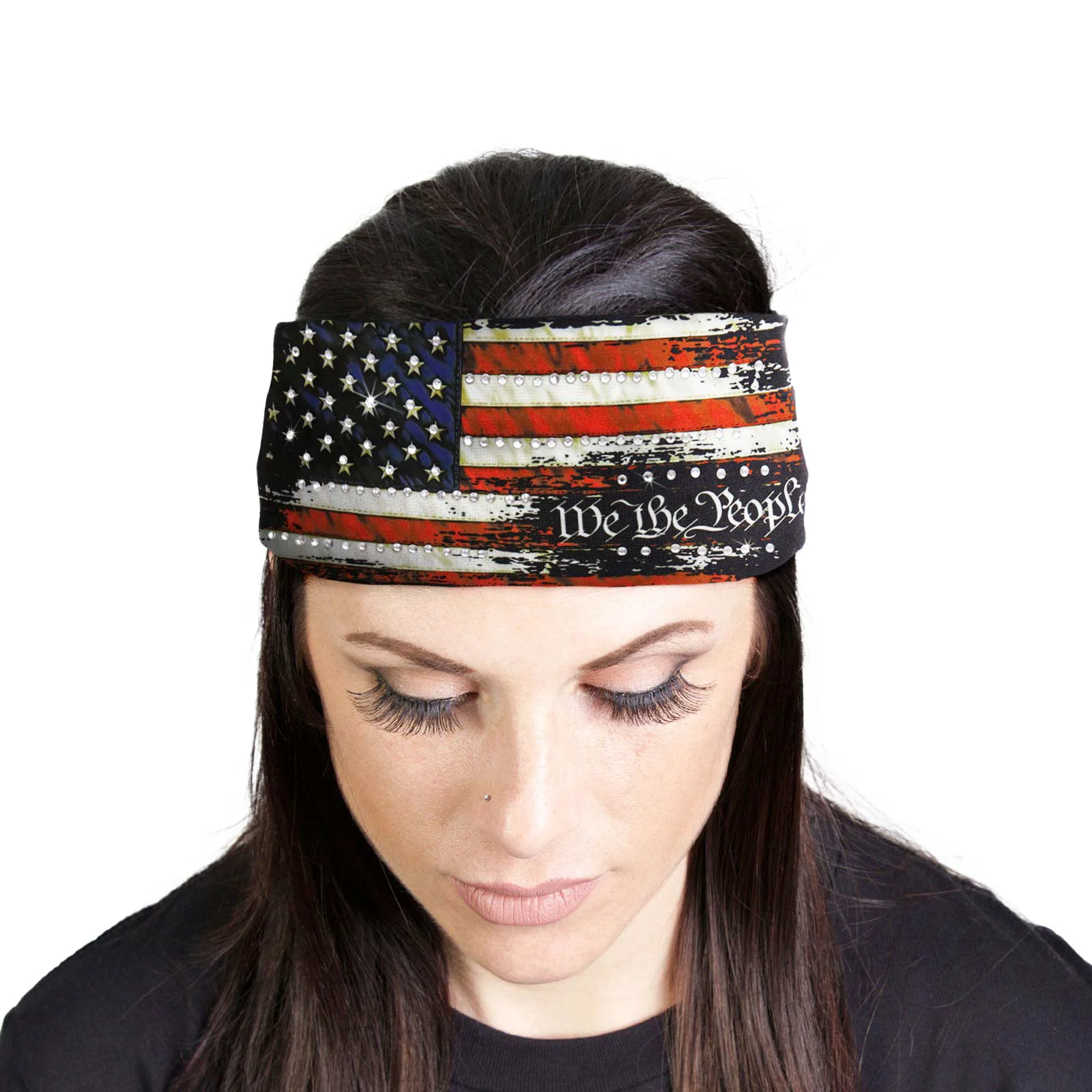 Versatile Milwaukee Leather Bling Designed Wide Headbands-Headwraps for Women Biker Bandana with We The People – MLA8049 Professional