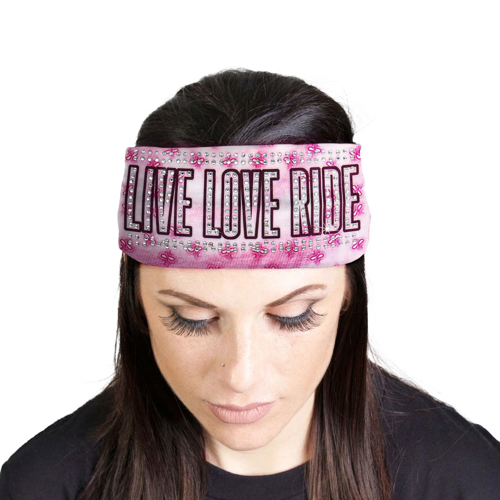 Luxury Milwaukee Leather Bling Designed Wide Headbands-Headwraps for Women Biker Bandana with Live Love Ride – MLA8047 Detailed