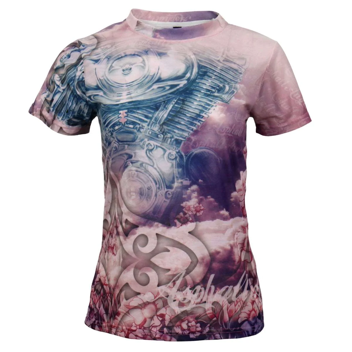 Clean Hot Leathers Ladies Angel Wings Pink Fitted 3D All Over Printed T-Shirt GLS1001 Consistent