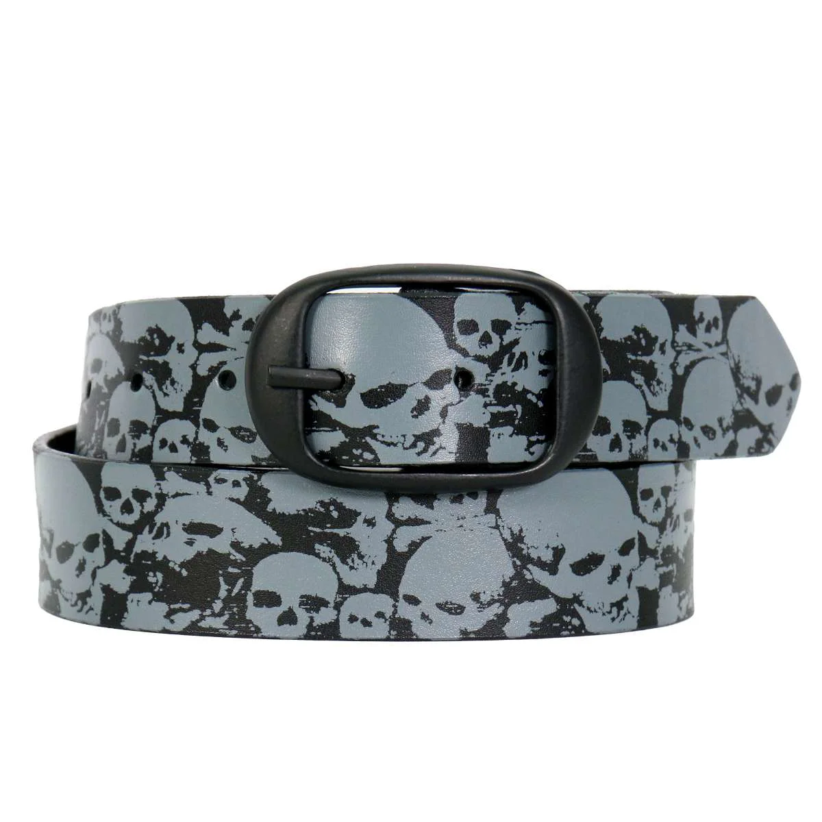 Sophisticated Hot Leathers Ancient Skulls Black and Gray Leather Belt BLA1130 Sustainable