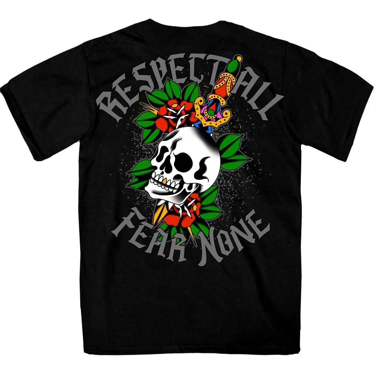 Sophisticated Hot Leathers Men’s Respect All Fear None Skull Tattoo T-Shirt GMD1514 Premium Material