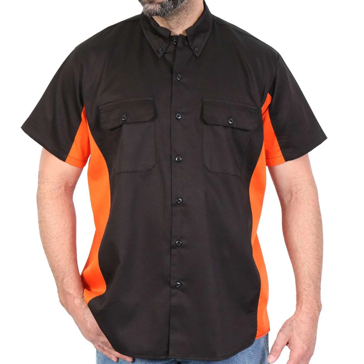Quality Hot Leathers GMM1008 Men’s 2 Tone Lowsides Button Up Heavy-Duty Work Shirt for Classic Mechanic Work Shirt High-End
