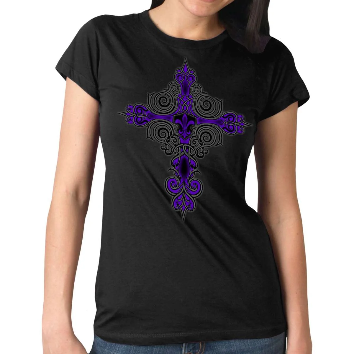 Pure Hot Leathers Ladies Fleur De Lis T-Shirt GLR1522 Eco-Friendly