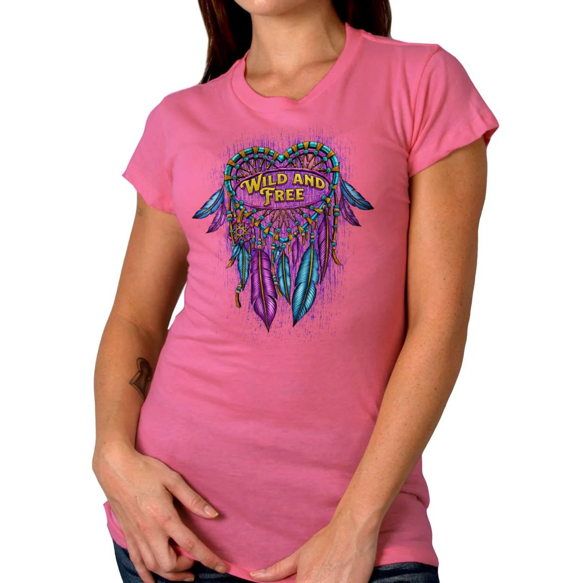 Sophisticated Hot Leathers Ladies Dream Wings T-Shirt GLD1589 Practical