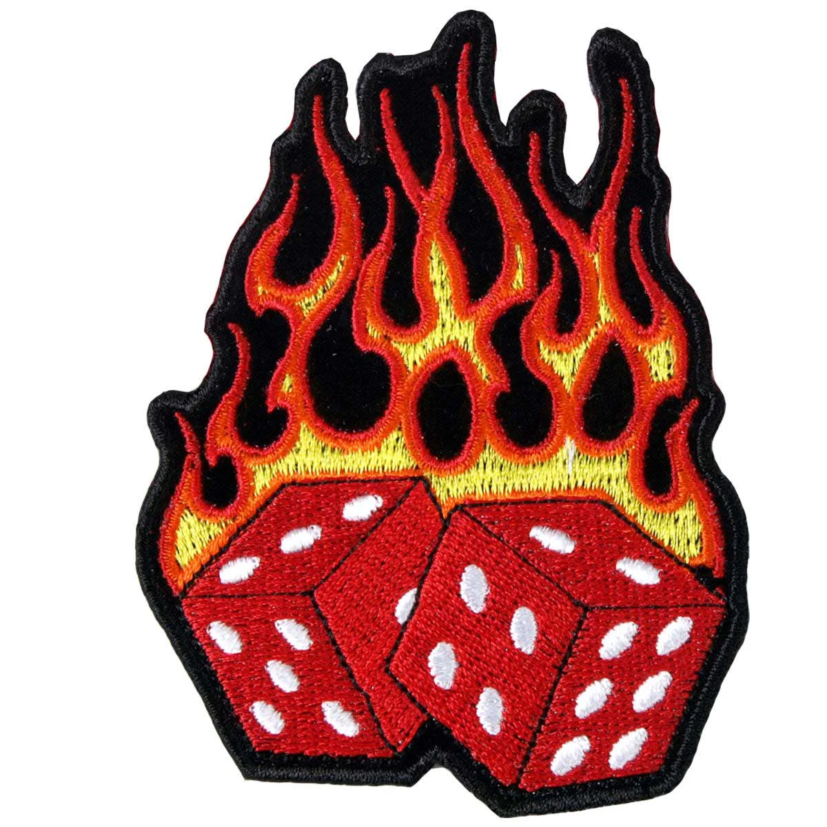 Traditional Hot Leathers Flaming Dice 3 x 4 Patch PPA1212 Refined