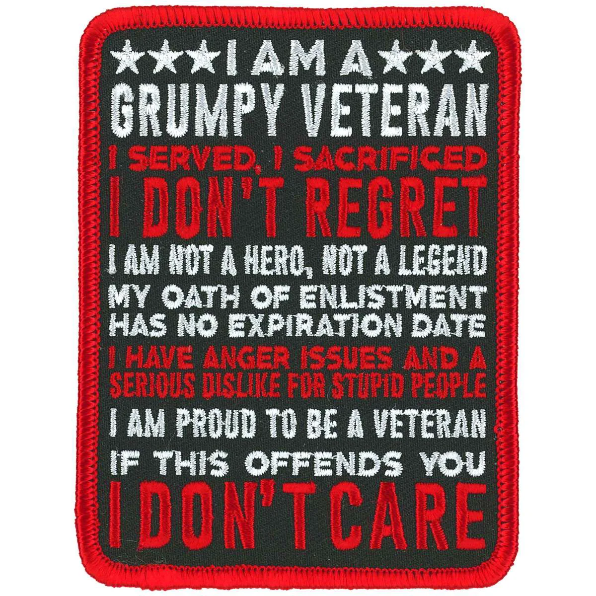 Official Hot Leathers I Am A Grumpy Veteran Patch PPL9914 Healthy