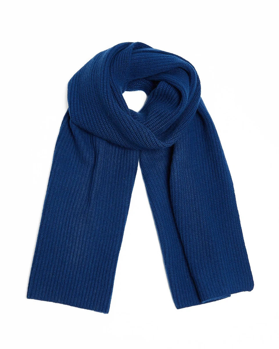 Soft Foxford Navy Ribbed Cashmere Scarf Expertly Made