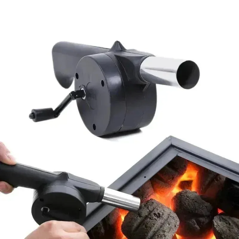 Exclusive Picnic Camping Accessories BBQ Tools Portable Barbecue Fan Hand-Cranked Air Blower Fire Bellows Certified