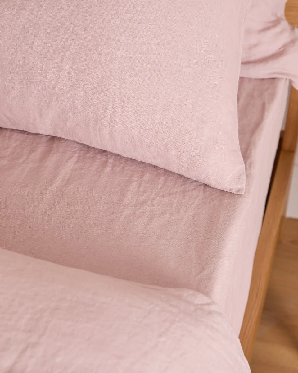 Refined Foxford Blush Pure Linen Fitted Sheet Reliable