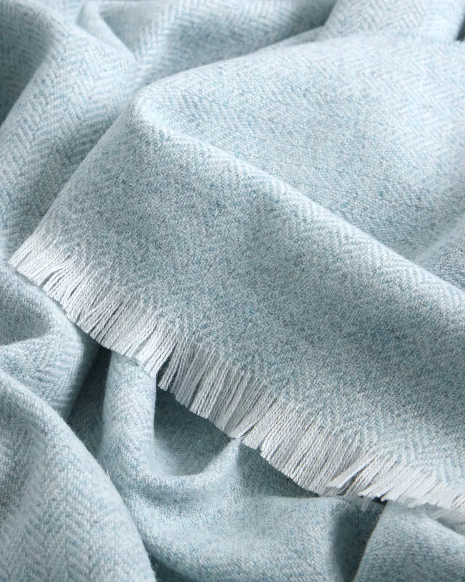 Effective Foxford Extra-Large Lambswool Throw- Blue Organic
