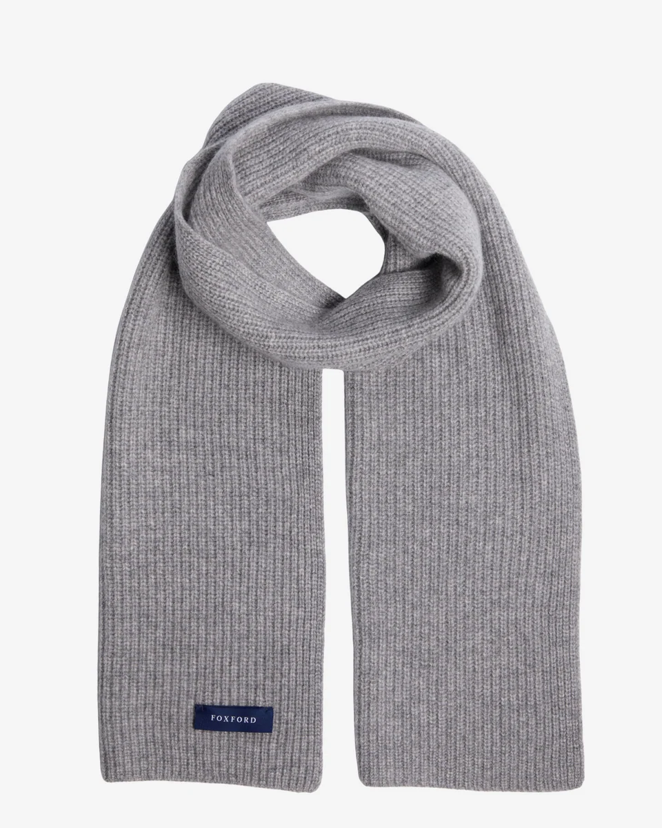 Smooth Foxford Grey Ribbed Cashmere Scarf Secure