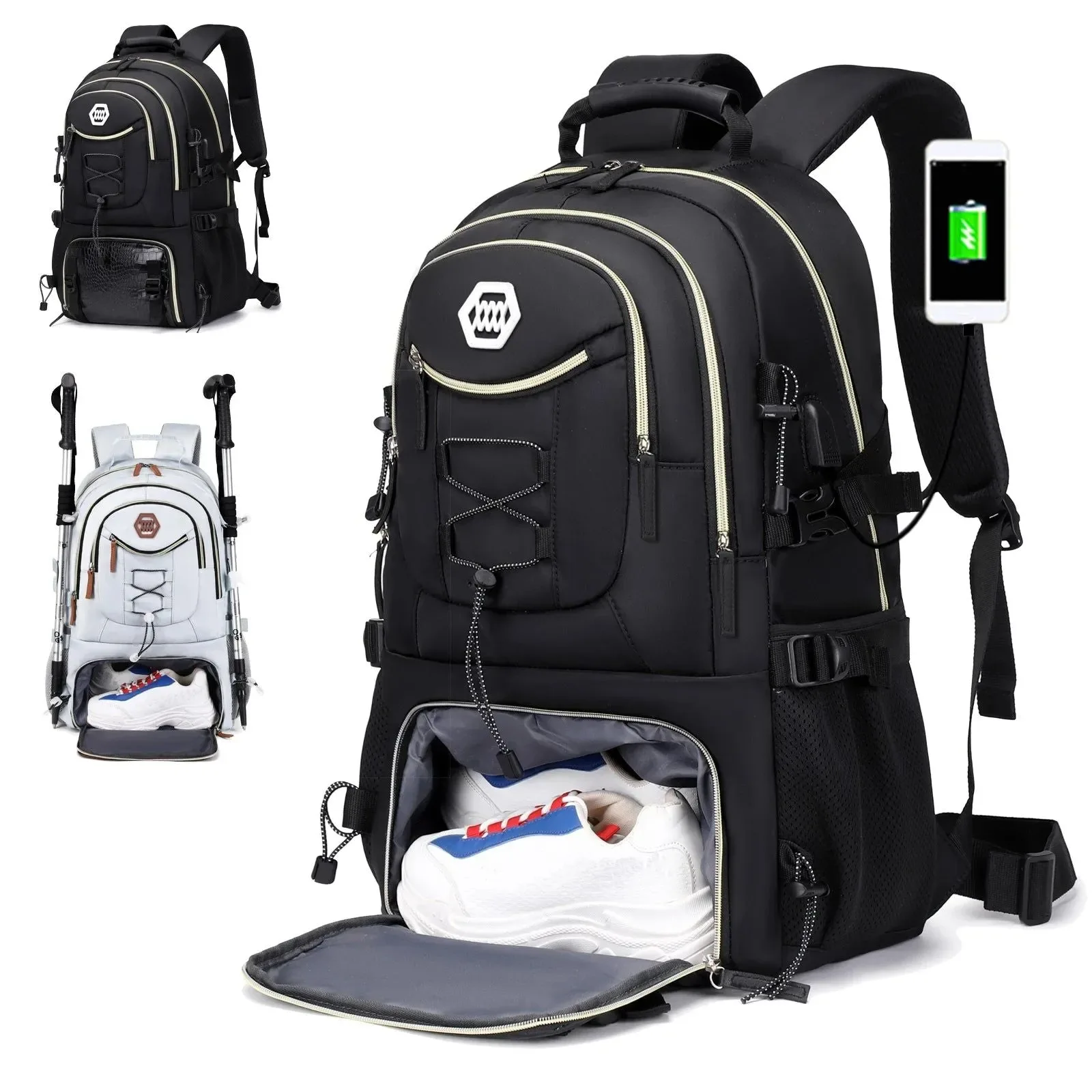 Solid 40L Waterproof Hiking Backpack – Outdoor Camping Travel Rucksack for Men Women Fine