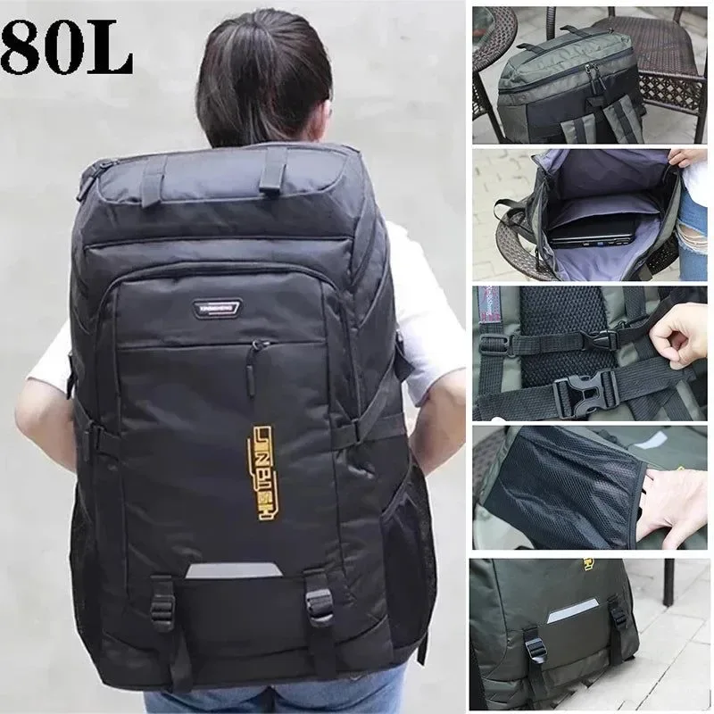 Modern 50L 80L Large Outdoor Backpack – Polyester Rucksack for Hiking Camping Travel School Responsible